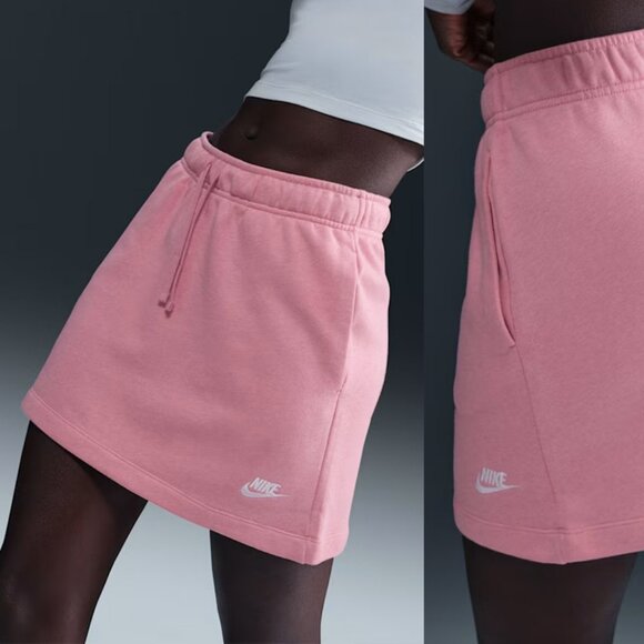 NEW Nike Sportswear Club Fleece Women's L Mini Skirt Elemental Pink $50 Cozy - Picture 5 of 6